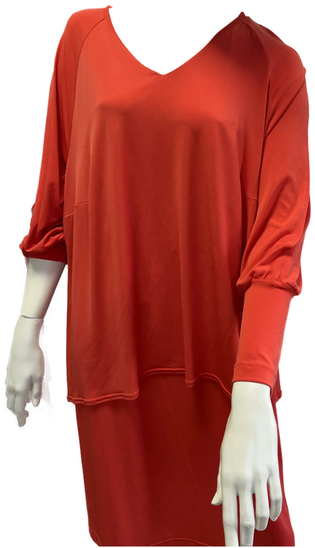 KIRSTEN KROG Design - festliches coral-rotes Damenkleid Gr. 50 Neu! – Bild 2