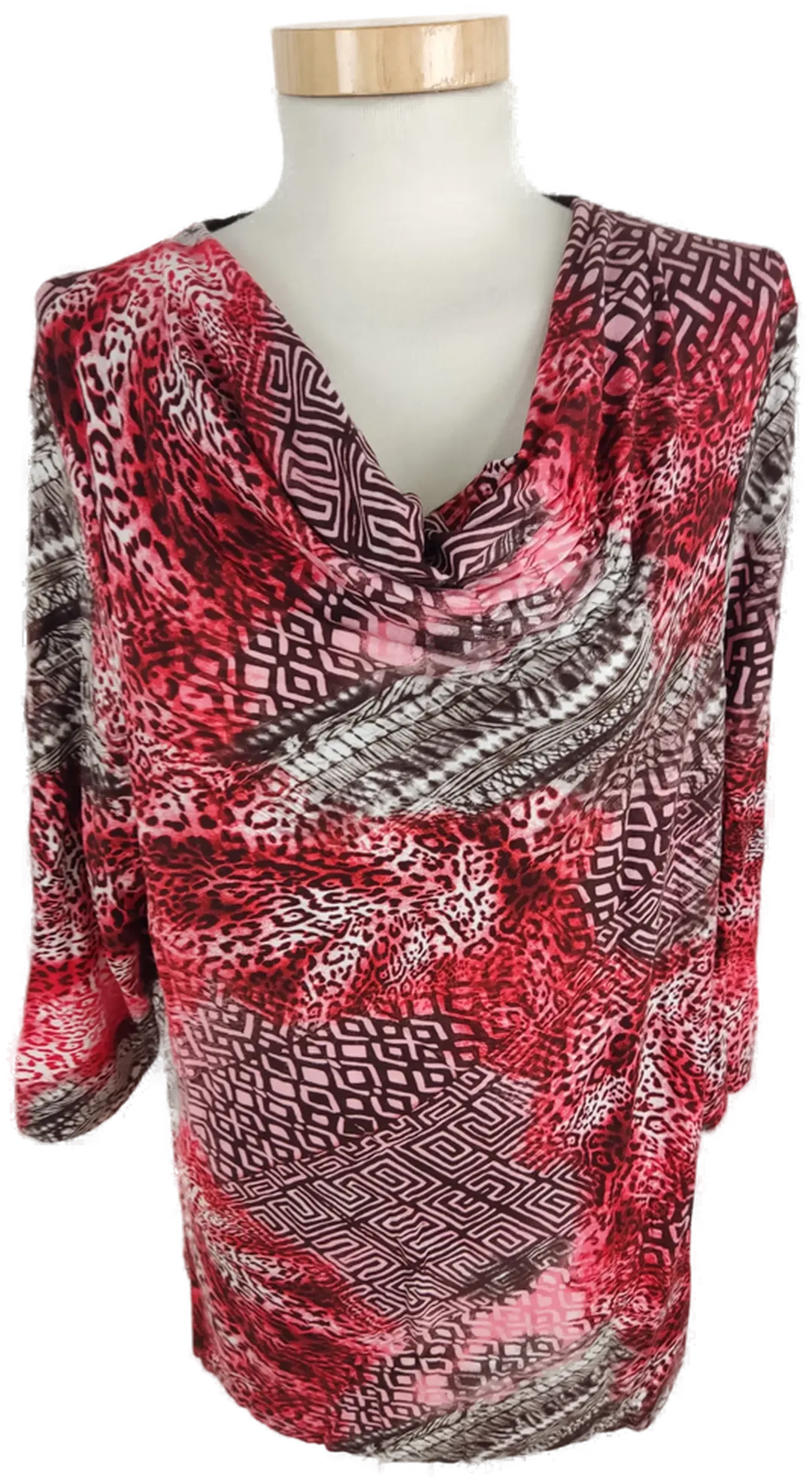 Damen T-Shirt Charles Vögele, rot/braun gemustert, Größe L, dreiviertelarm - Bild 1