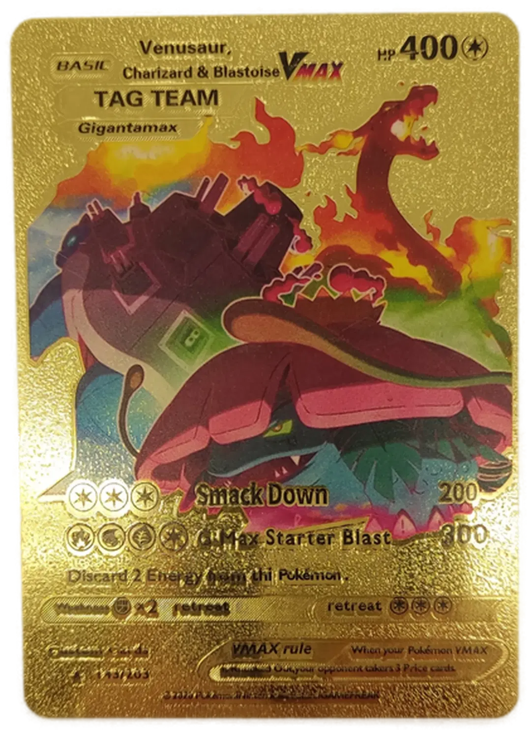 Pokémon Sammelkarte Goldfolie Basic Venusaur, Charizard & Blastoise Vmax - Bild 1