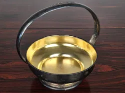 Vintage ES Messingkorb mit Galseinsatz - Durchmesser ca. 18,5 cm  - Bild 5