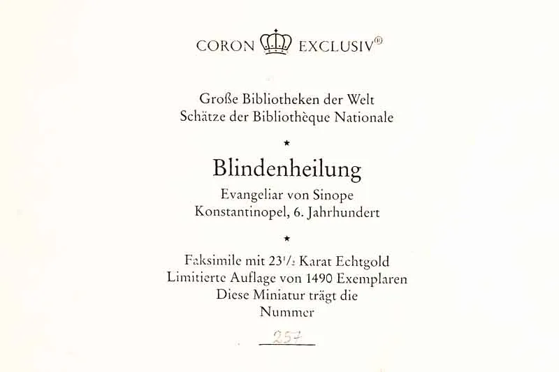 "Blindenheilung", faksimilierte, goldgehöhte Tafel 30x41 cm, limitiert – Bild 3