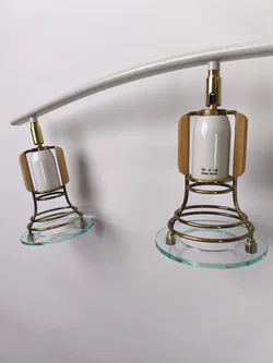 Deckenlampe, Metall/Holz/Glas - Bild 2