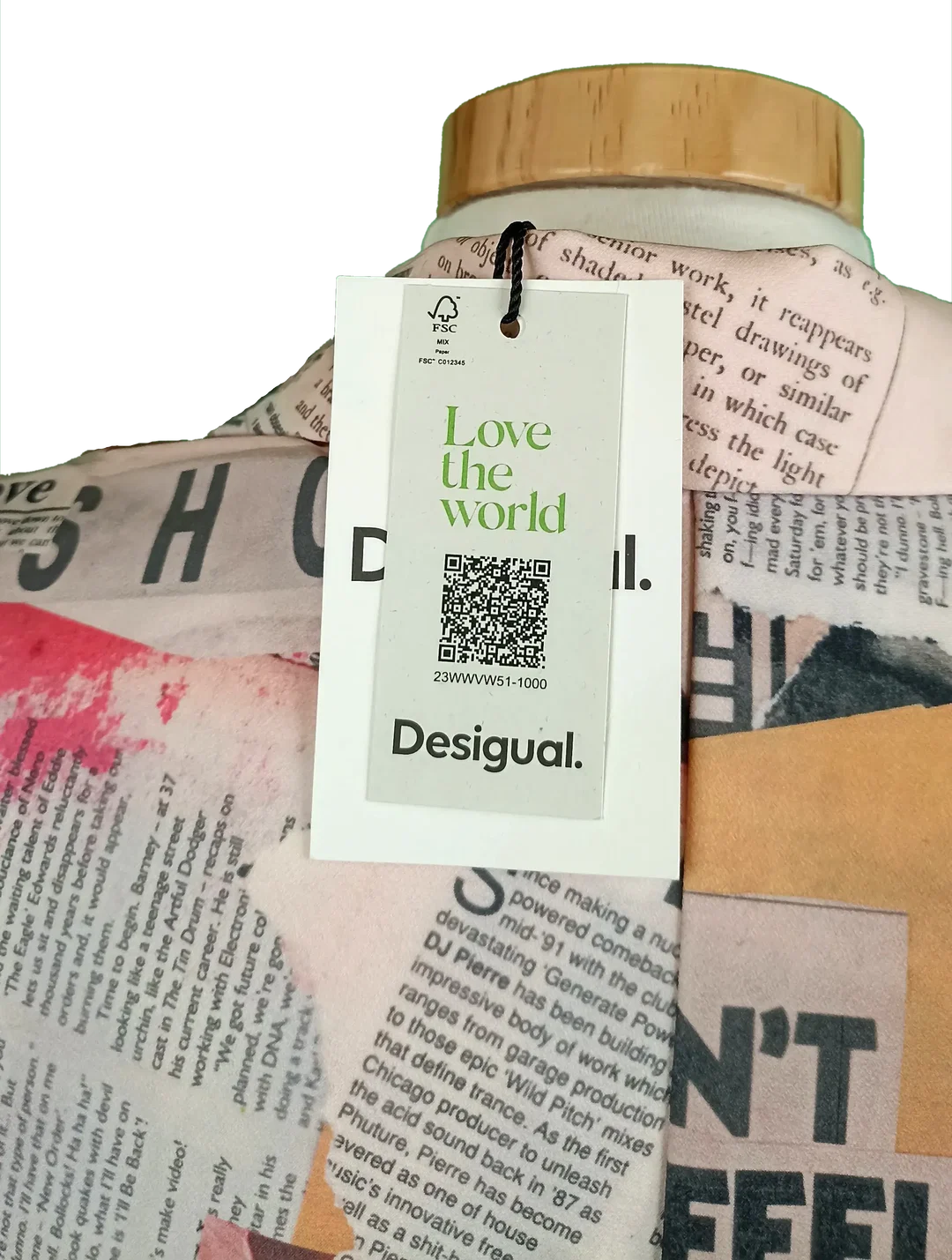 Desigual Damen Midikleid mit Zeitungsmuster Gr. L – Bild 4