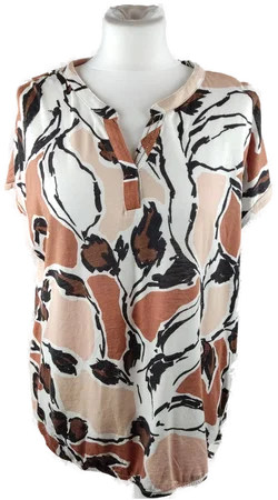 Bonita Hemdbluse L in Weiß-Beige-Braun | Casual-Vintage – Vorschau 1
