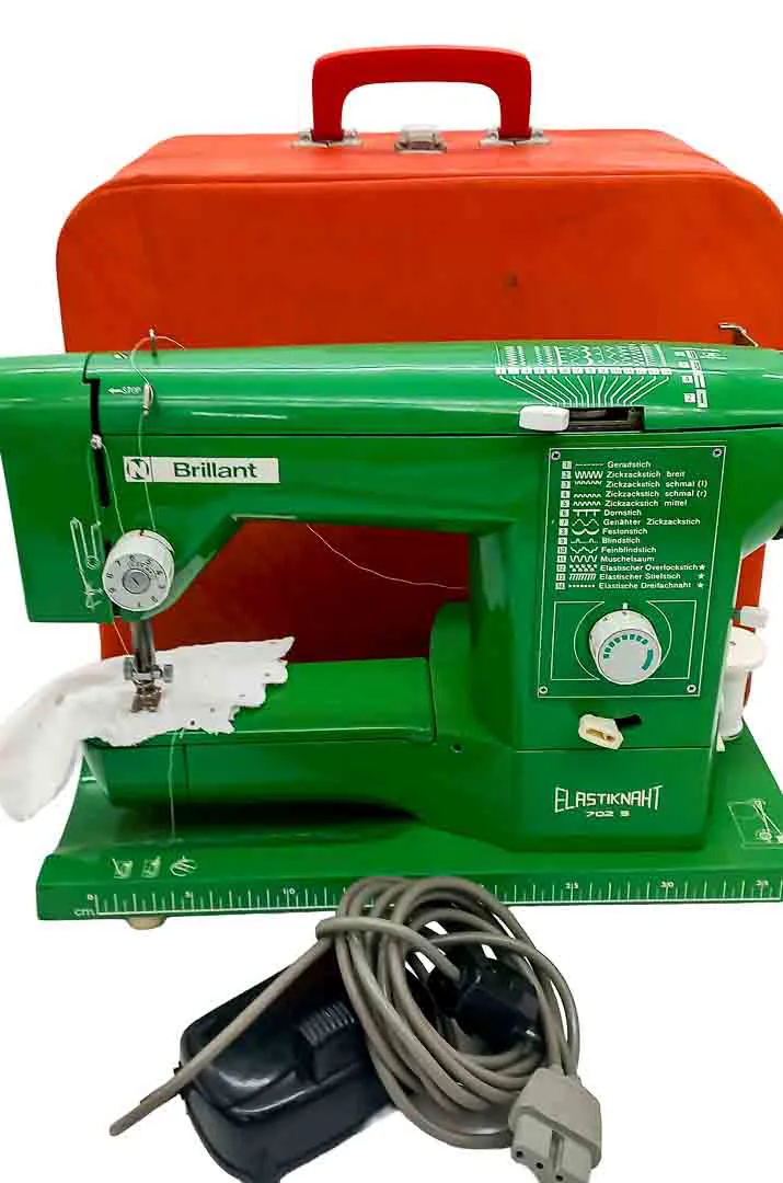 Brillant Elastiknaht 702 S Nähmaschine Freiarm Grün Retro Vintage Koffer – Bild 3