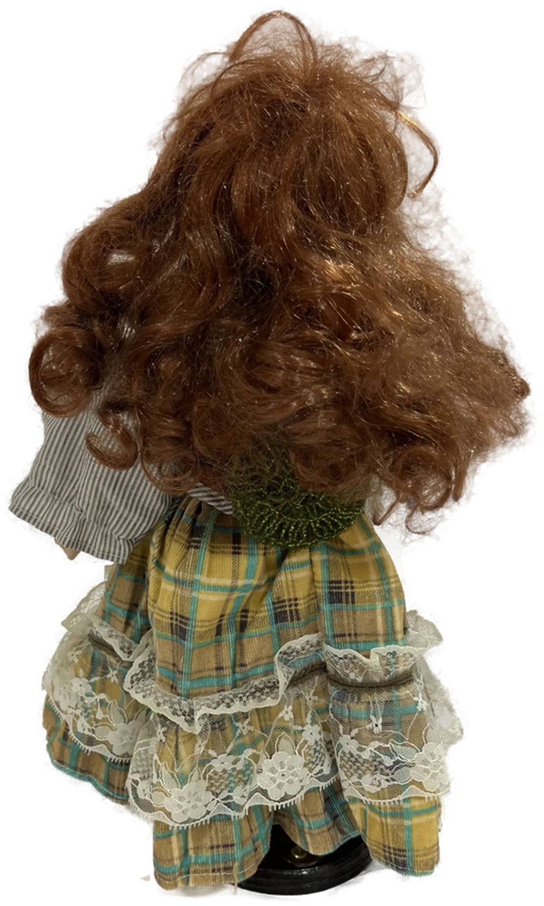 Sammelpuppe mit Puppenständer 40 cm kariertes Kleid – Bild 2