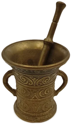 Vintage Messing-Mörser mit Stößel – Dekorativer Apotheker-Mörser aus Metall mit Ornamenten – Vorschau 2