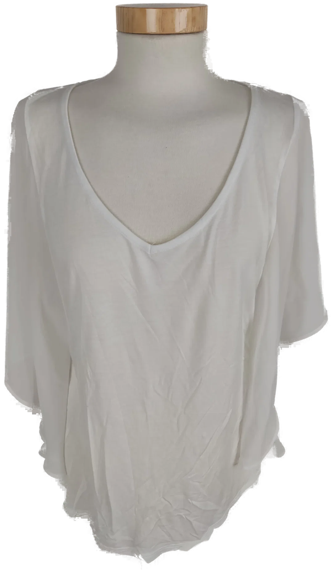 Bluse "H&M", kurzarm mit V_Ausschnitt, weiß, Größe S – Bild 1