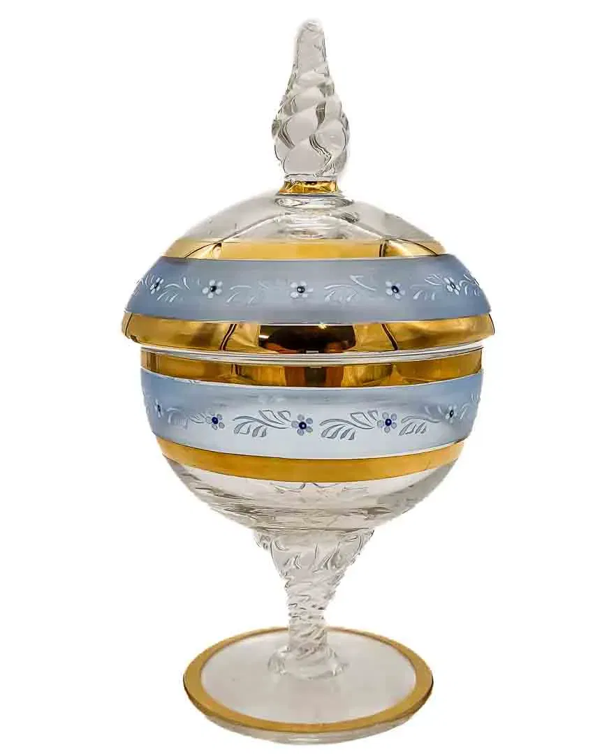 Bonboniere aus Glas mit Goldrand, ca. 19 cm - Bild 1