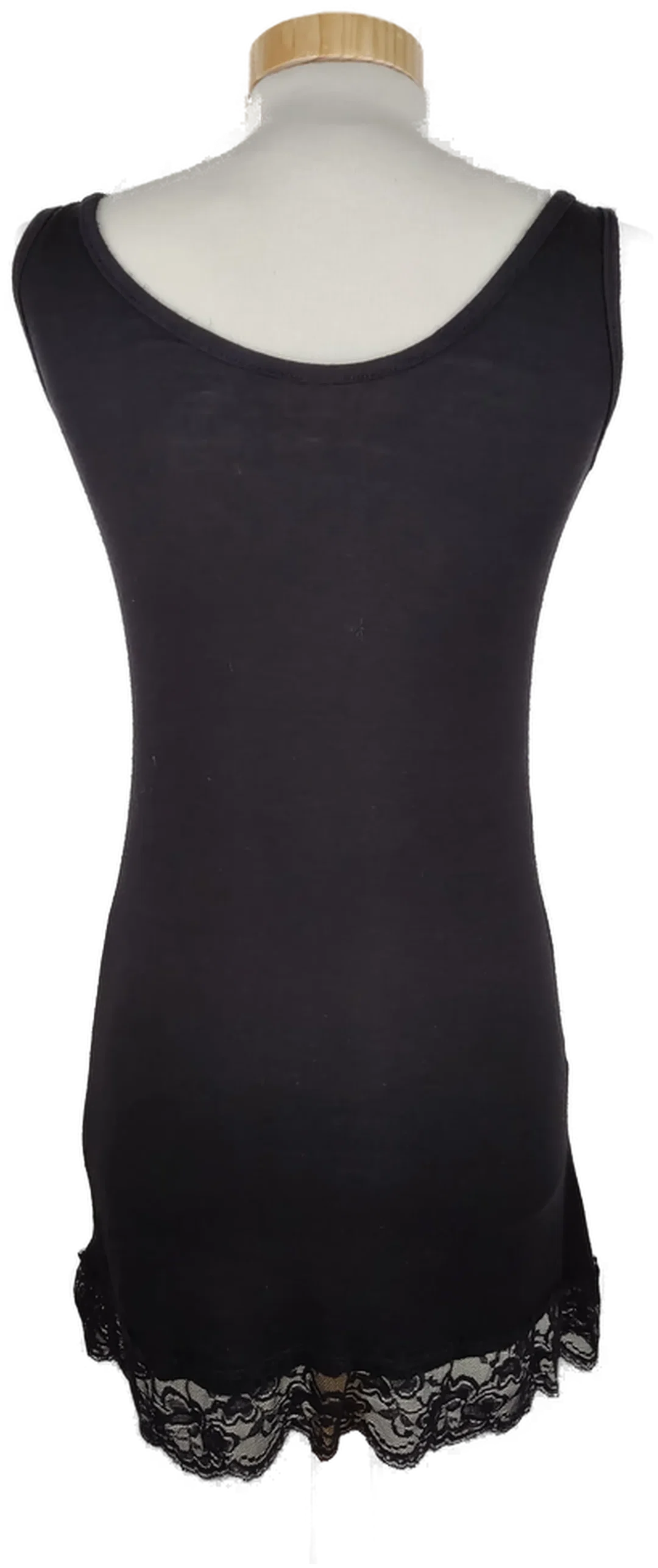 Longtop ärmellos mit Rundhalsausschnit, schwarz mit Spitzen, Größe S (geschätzt) – Bild 3