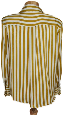 Zara Damen Bluse senfgelb/weiß gestreift - S/36 - Bild 2