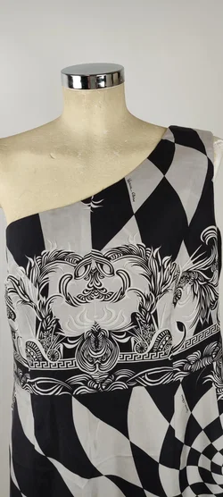 Versace Midikleid Asymmetrisch Seide One-Shoulder | Party-Ikone - Bild 7