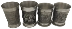 Zinnbecher Set mit Relief, 4 Stück, ca. 9–10 cm - Bild 7