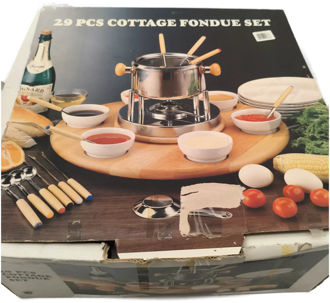 Fondue Set mit Drehteller, vintage, rustikal – Bild 3