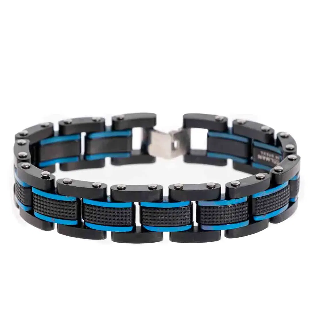 COOLMAN Herren Armband-Edelstahl-Einstellbar in Blau & Schwarz, 18 cm - Bild 4