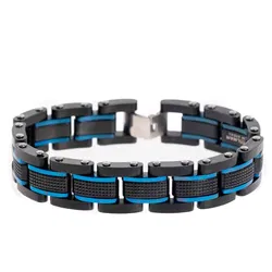 COOLMAN Herren Armband-Edelstahl-Einstellbar in Blau & Schwarz, 18 cm - Bild 1