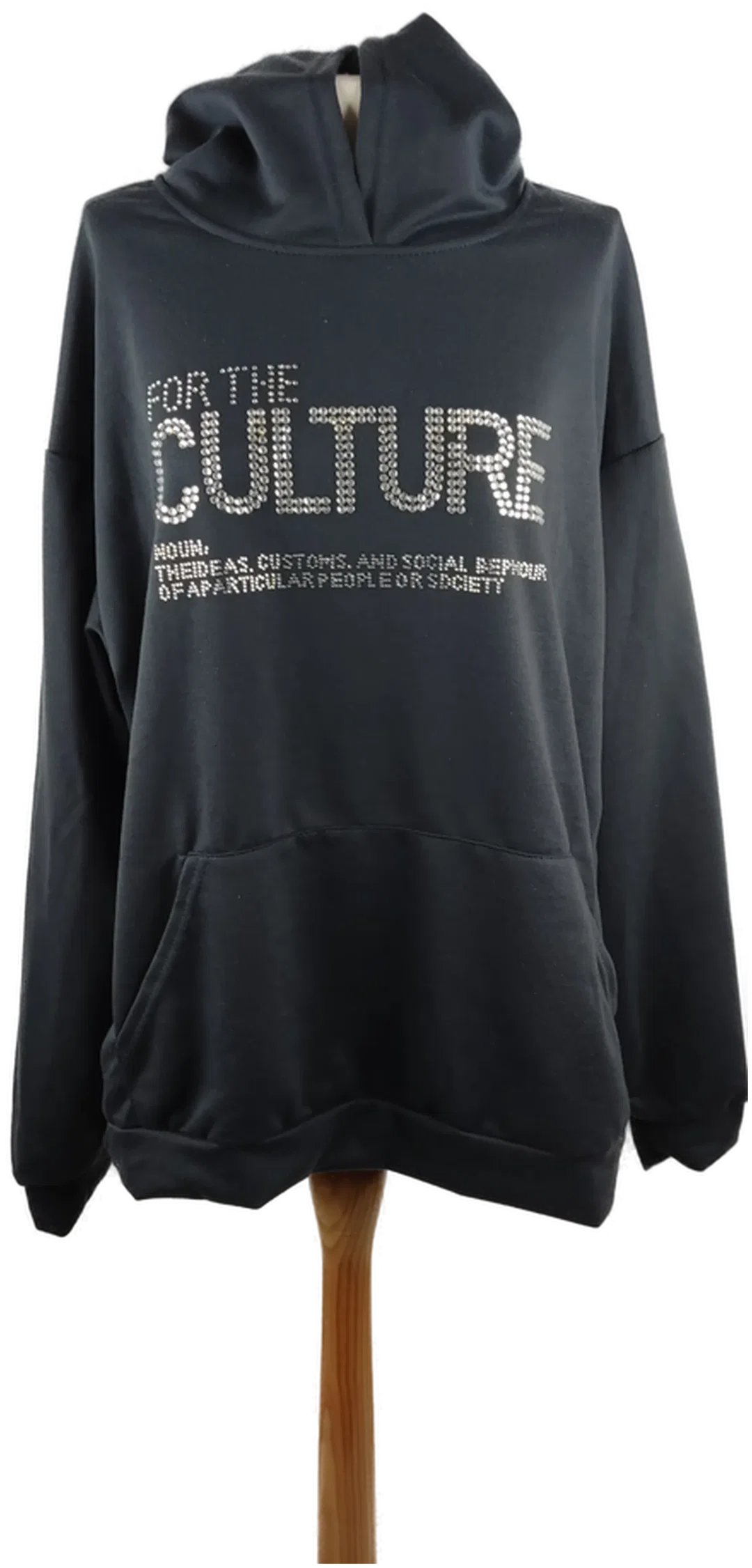 RAP Kapuzenpullover Damen Schwarz Strasssteine | Casual-Chic – Bild 1