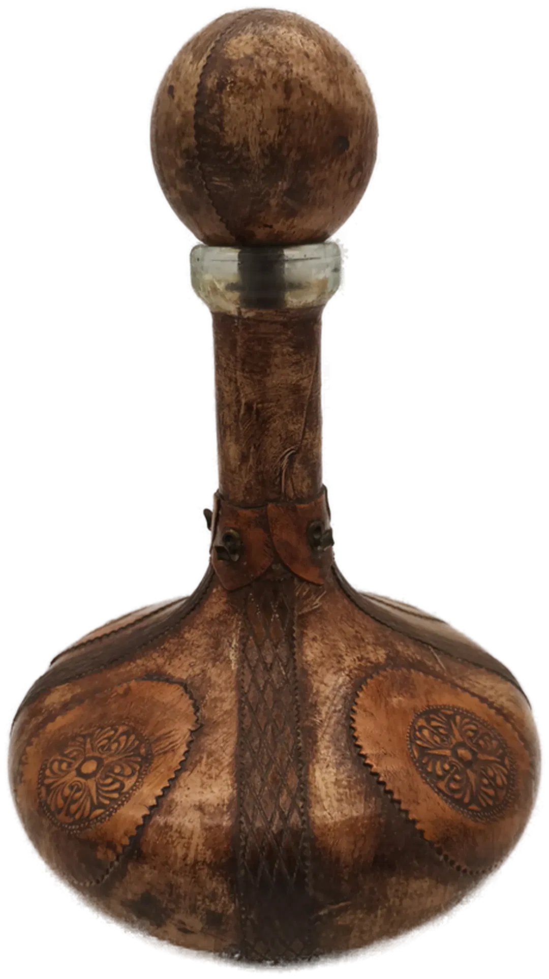 Elegante Dekoflasche aus Glas mit Lederüberzug - Unikates Fundstück - Bild 1