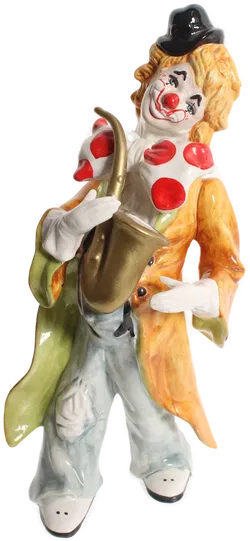 Große Clown Porzellanfigur mit Saxophon – Handbemalt – ca. 50 cm – Deko Sammlerfigur - Bild 2
