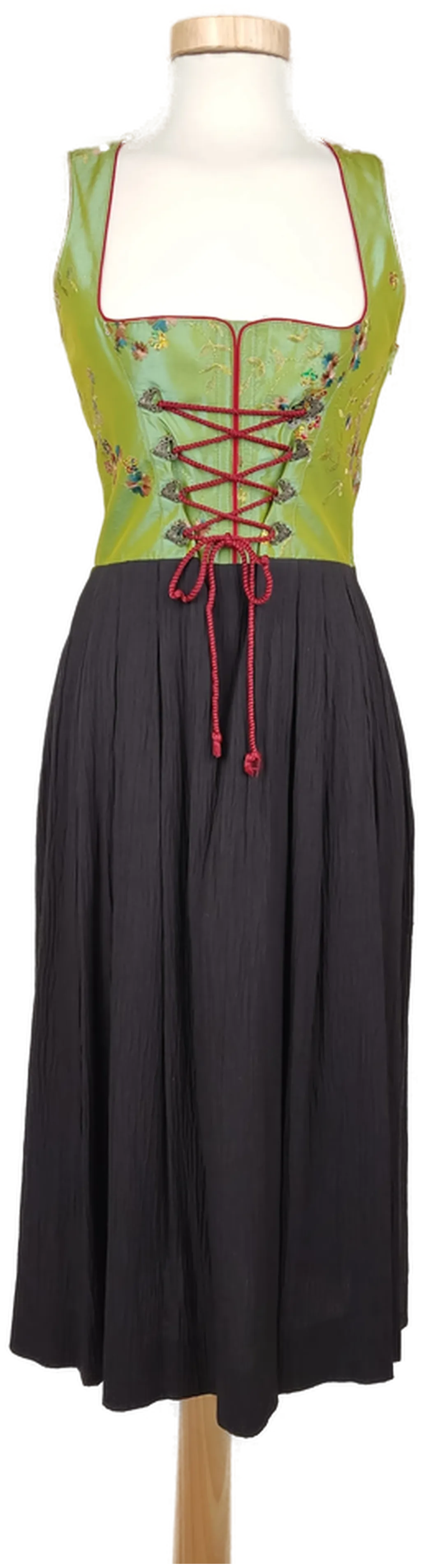Salzburger Dirndl-Look Damen Trachten Kleid, grün/schwarz/rot - Gr. XS – Bild 4
