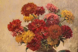 Bild Blumenstillleben – Öl auf Leinwand, signiert „Duna“ - Bild 3