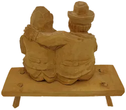 Holz Figur Altes Pärchen auf der Bank - Bild 4