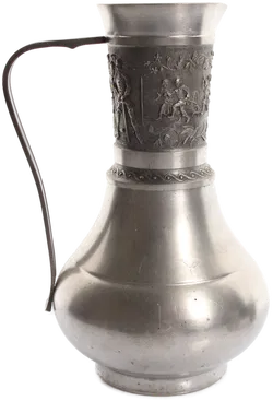 Antikes Zinn-Krug-Set mit 2 Bechern – Reliefdekor, ca. 1970er Jahre - Bild 2