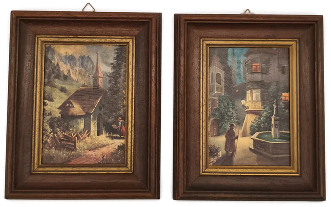 2 kleine Dekobilder mit Holzrahmen, Vintage - Bild 4