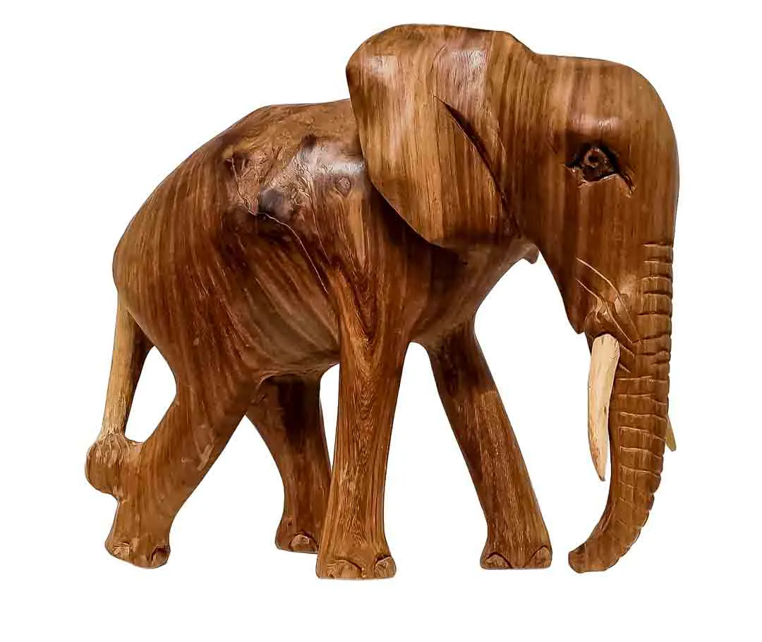 Massiver Vintage-Elefant aus Edelholz mit Charakter-Maserung – Bild 4