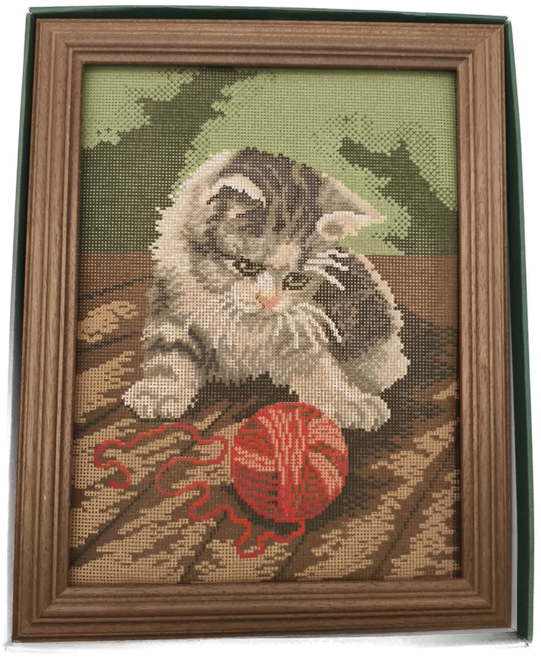 Gobelin Stickset mit Echtholzrahmen, Katze – Bild 2