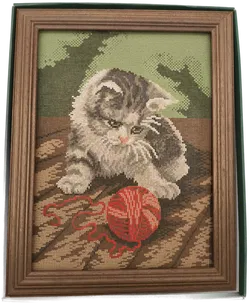 Gobelin Stickset mit Echtholzrahmen, Katze - Bild 2