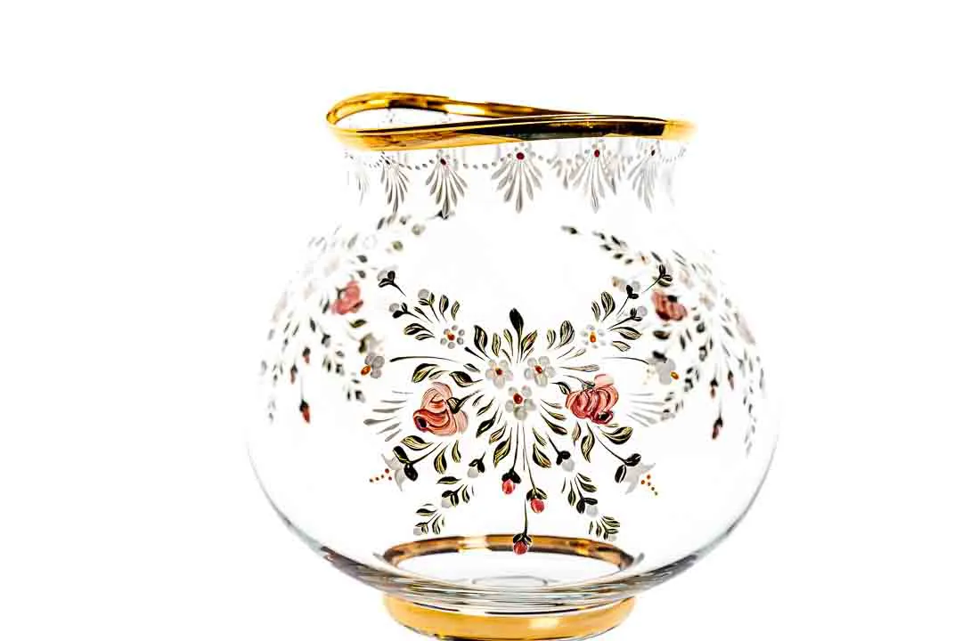 R. Kirchmair Glas mit Goldrand und Blumenmuster  – Bild 3