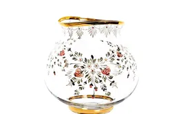 R. Kirchmair Glas mit Goldrand und Blumenmuster  - Bild 3