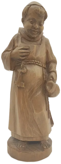 Handgeschnitzte Mönchsfigur aus Holz, ca. 22 cm - Bild 1