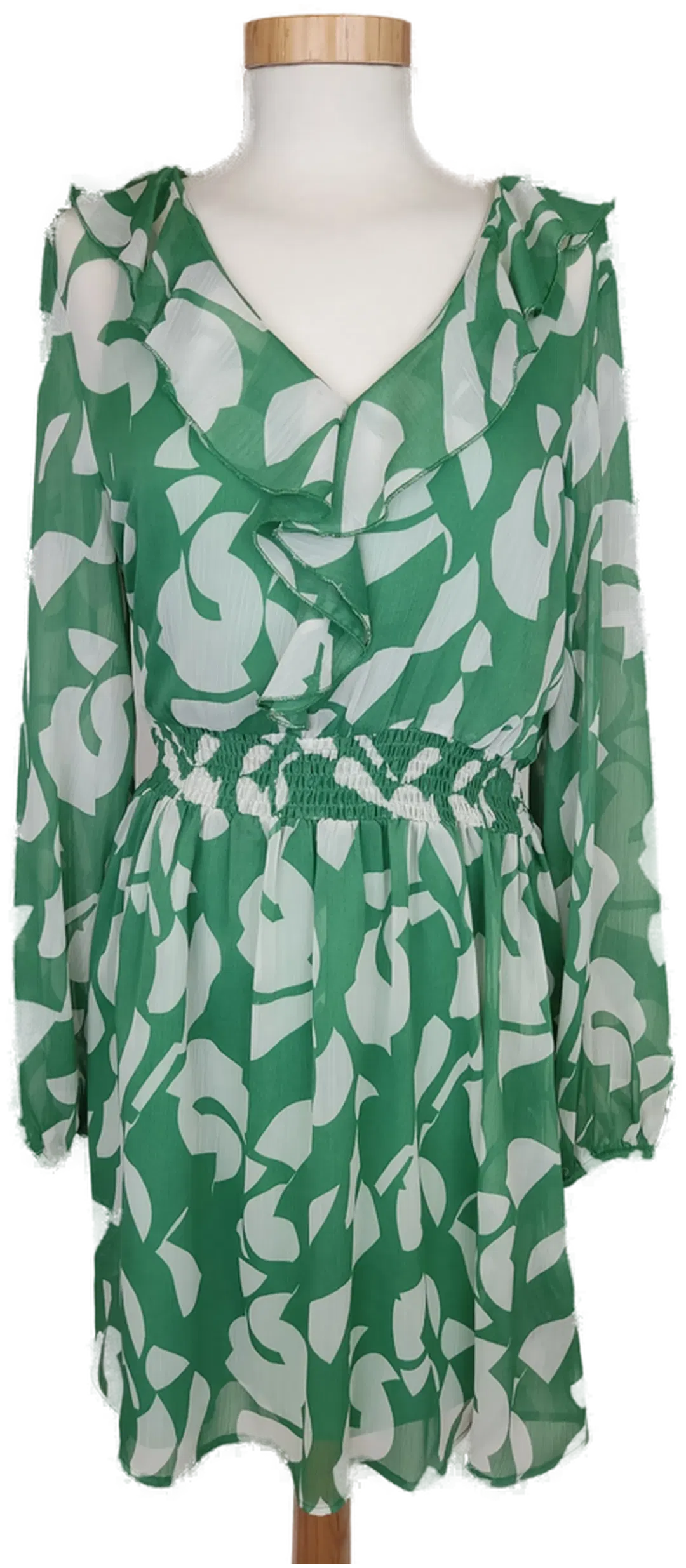 C&A Damen Boho Kleid grün/weiß gemustert - M/38 - Bild 4