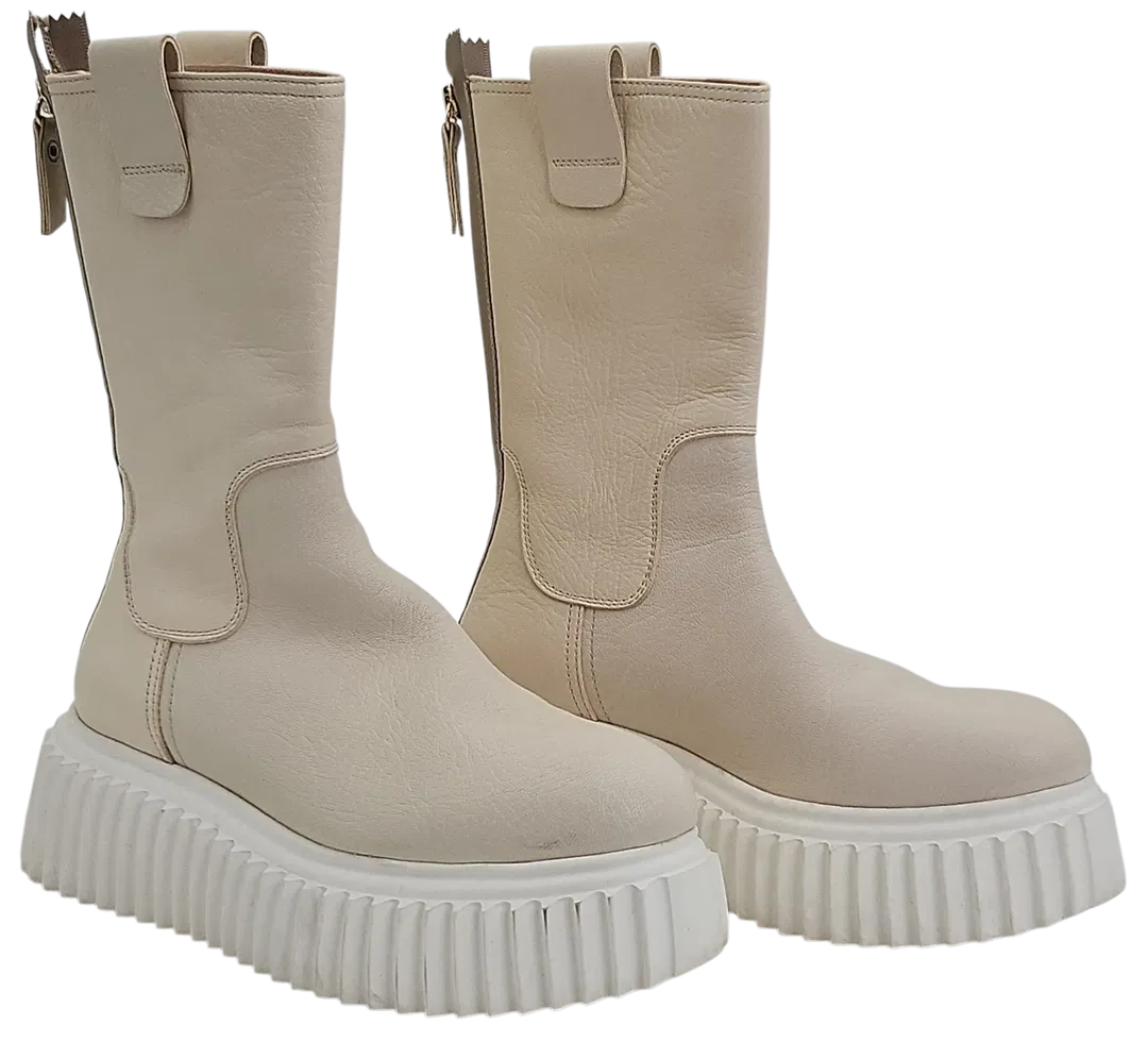 AGL Damen Plateau Leder Boots, creme - Gr. 36 - Bild 4