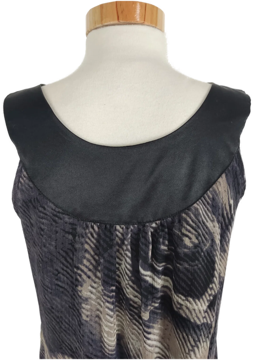 Kleid/ long Top, "okay", ärmellos mit Rundhalsausschnitt, schwarz/braun gemustert, Größe 38 – Bild 5