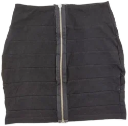 Minirock "Fishbone", glatt mit Gummizugbund, schwarz mit Nähte und Zipp, Größe XS – Vorschau 4