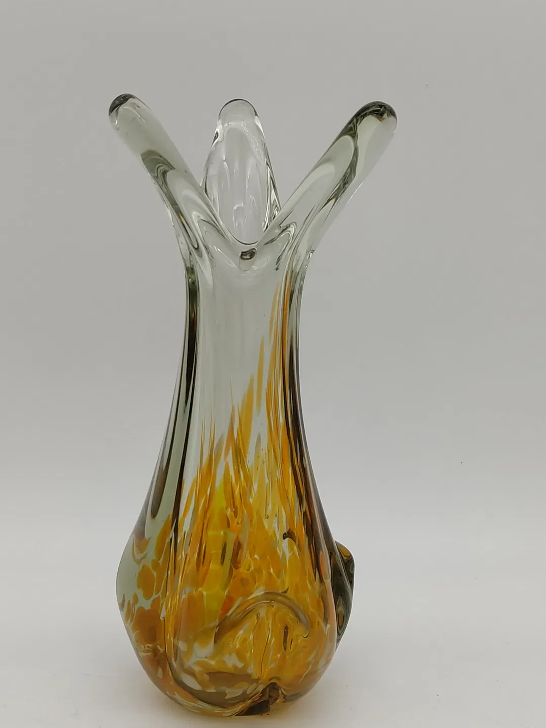 Kleine Tischvase im Murano-Stil - orange/weiss/transparent - Bild 1