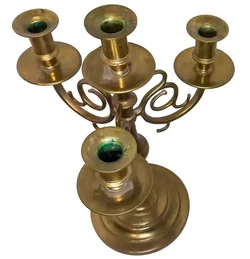 Edler 3-armiger Kerzenleuchter aus massivem Messing (34 cm) - Bild 2