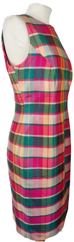 Seiden-Etuikleid Tartan-Karo | Eleganter Vintage-Charme - Bild 3