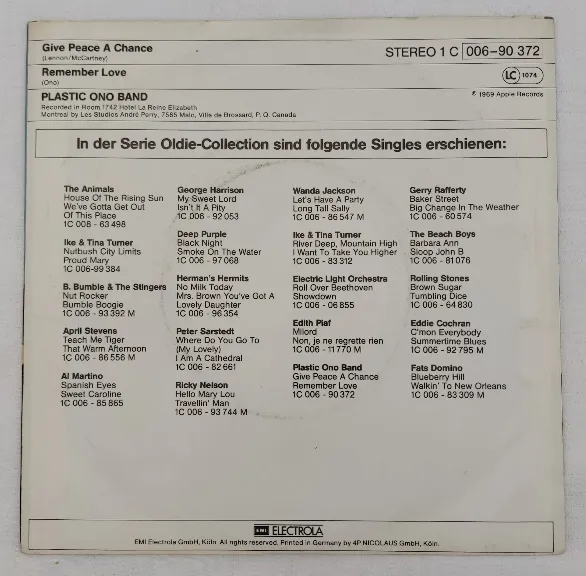 Single Langspielplatte - Plastic Ono Band - Give Peace a Chance – Bild 2