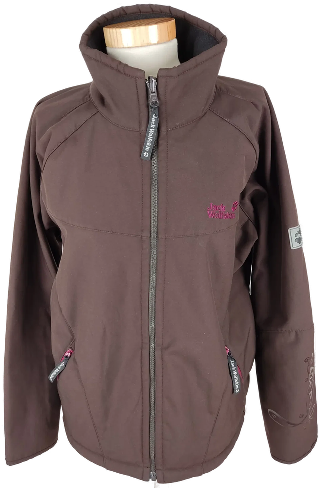 Jacke "Jack Wolfskin Outdoor", langarm mit Stehkragen, dunkelbraun mit Stickerei, Größe XL  – Bild 1