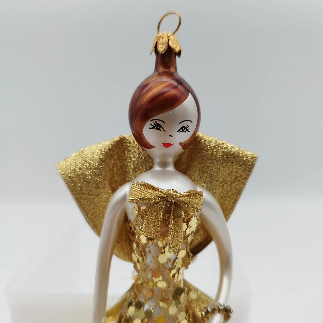 Weihnachtbaum-Änhänger, Dame mit goldenem Kleid – Bild 2