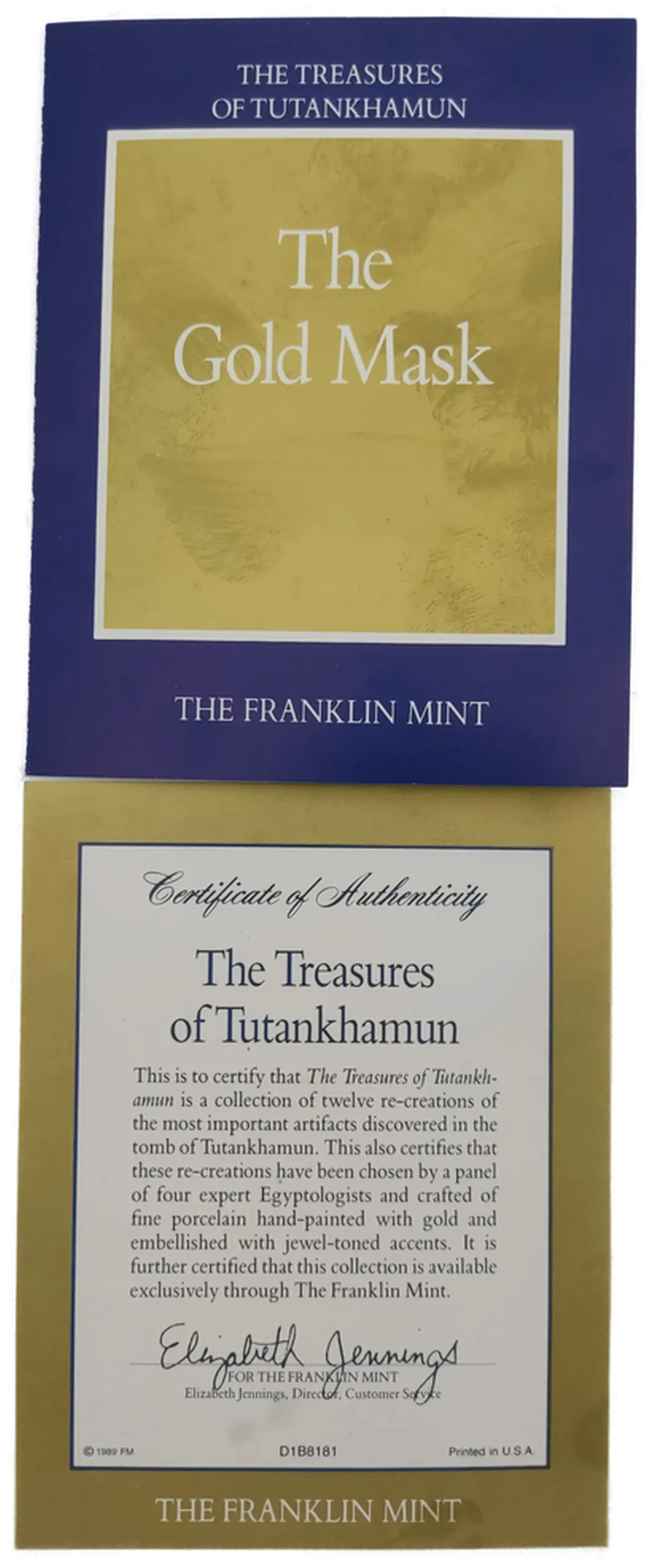 Tutanchamun Porzellan Totenmaske & Zertifikat von Franklin Mint | Ägyptischer Schatz – Bild 10