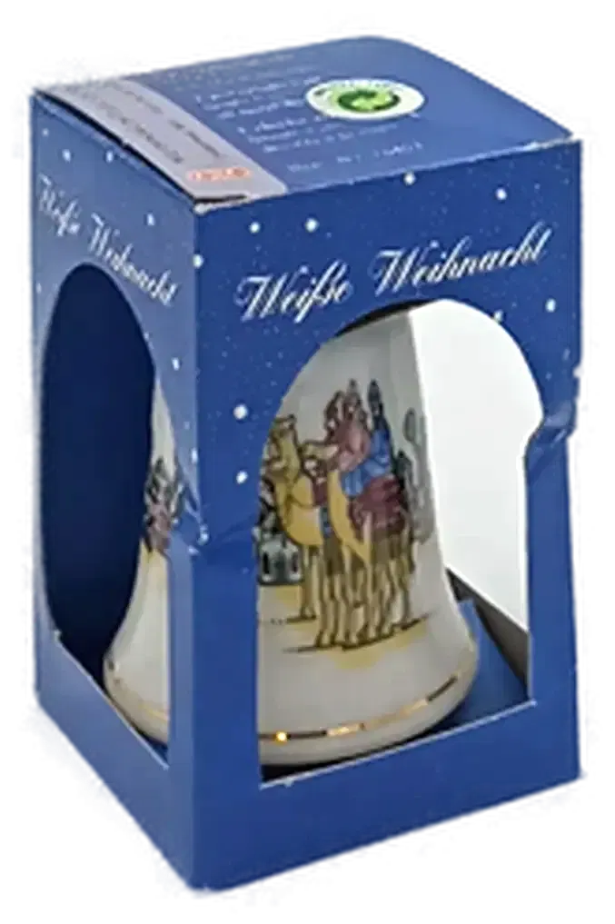 Weihnachtsglocke Porzellan weiß & bedruckt (OVP) - Bild 1