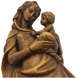 Heiligenfigur Muttergottes mit Jesus im Stil des 18. Jh. (Oberammergau), Holz, Höhe ca 68cm - Bild 8