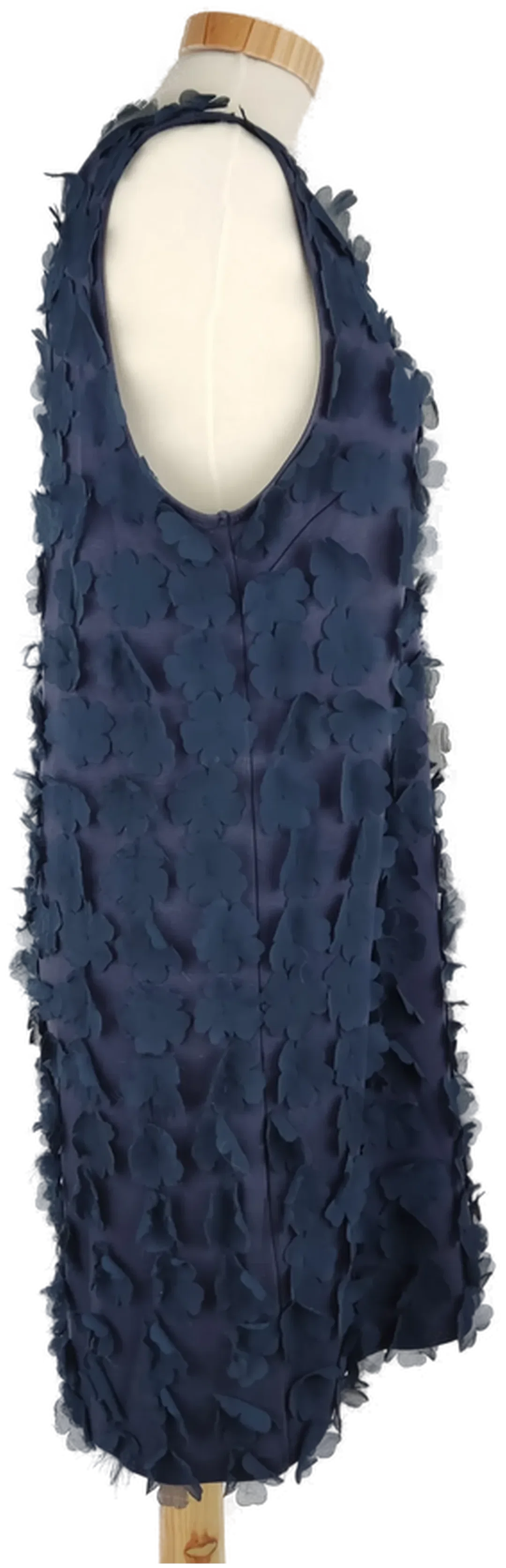 Kleid "H&M", ärmellos mit Rundhalsausschnitt, dunkelblau mit aufgenähten Blumen, Größe S – Bild 2