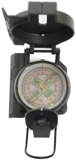 Militär-Kompass – Klappkompass mit Peilung & Lineal, ca. 7,5 cm, olivgrün - Bild 2