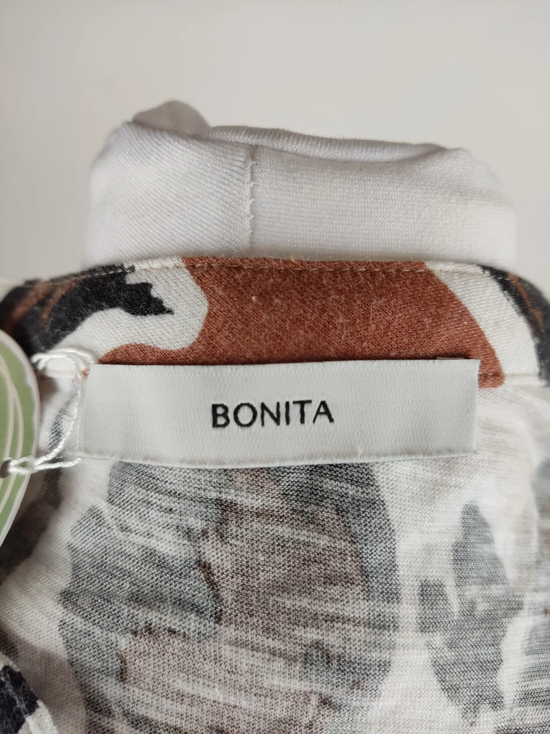 Bonita Hemdbluse L in Weiß-Beige-Braun | Casual-Vintage – Bild 4